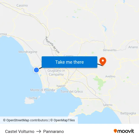 Castel Volturno to Pannarano map