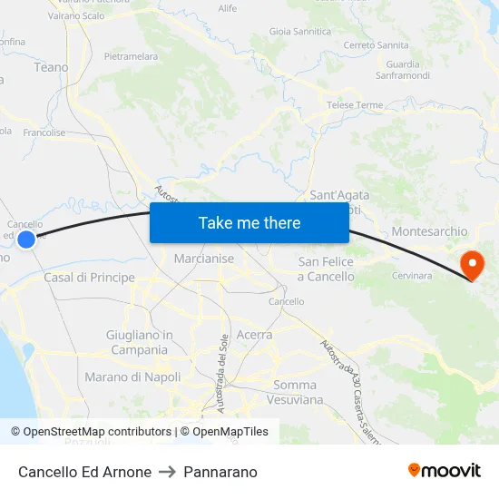 Cancello Ed Arnone to Pannarano map