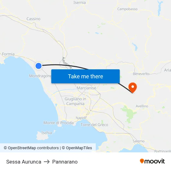 Sessa Aurunca to Pannarano map