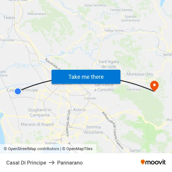 Casal Di Principe to Pannarano map