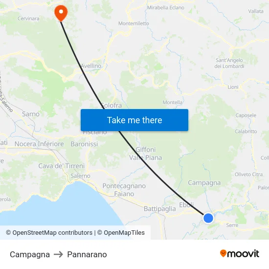 Campagna to Pannarano map