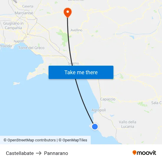 Castellabate to Pannarano map