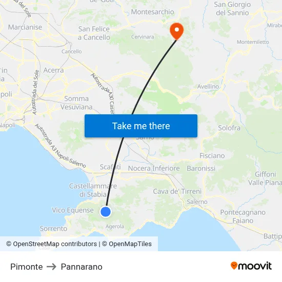 Pimonte to Pannarano map