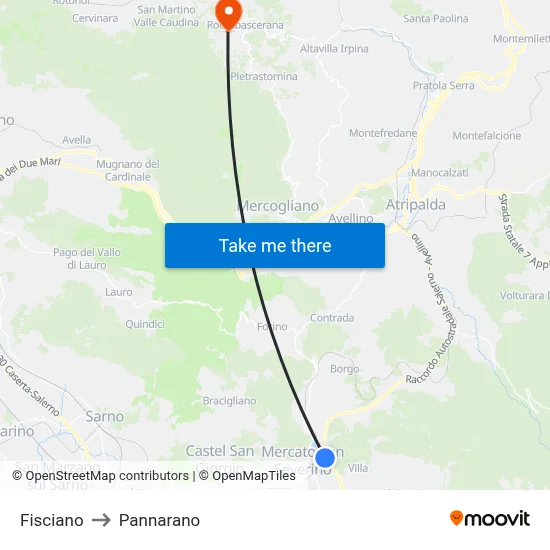 Fisciano to Pannarano map