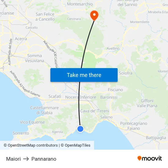 Maiori to Pannarano map