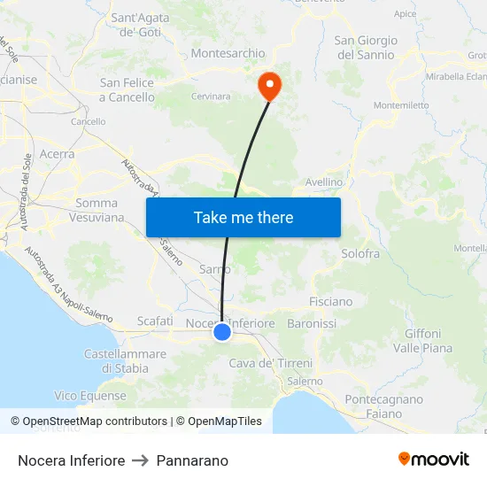 Nocera Inferiore to Pannarano map