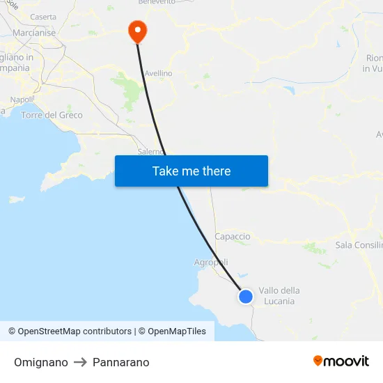 Omignano to Pannarano map