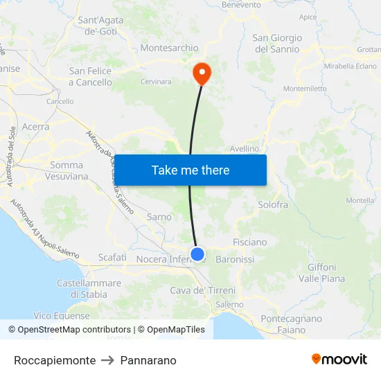 Roccapiemonte to Pannarano map