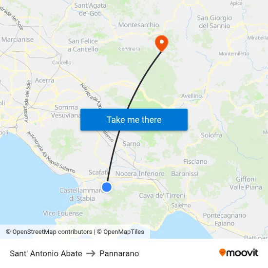 Saint Anthony Abbot to Pannarano map