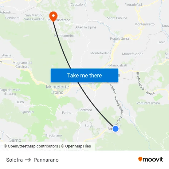 Solofra to Pannarano map