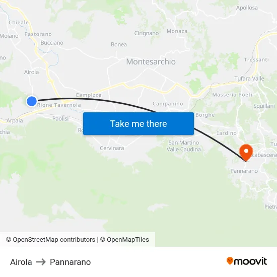 Airola to Pannarano map
