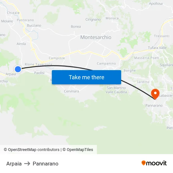 Arpaia to Pannarano map