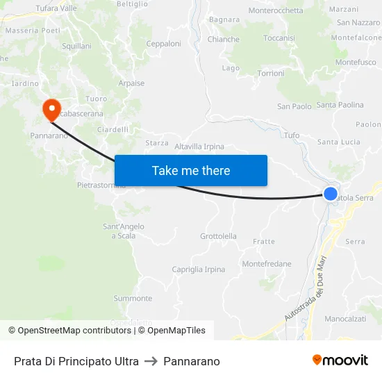 Prata di Principato Ultra to Pannarano map