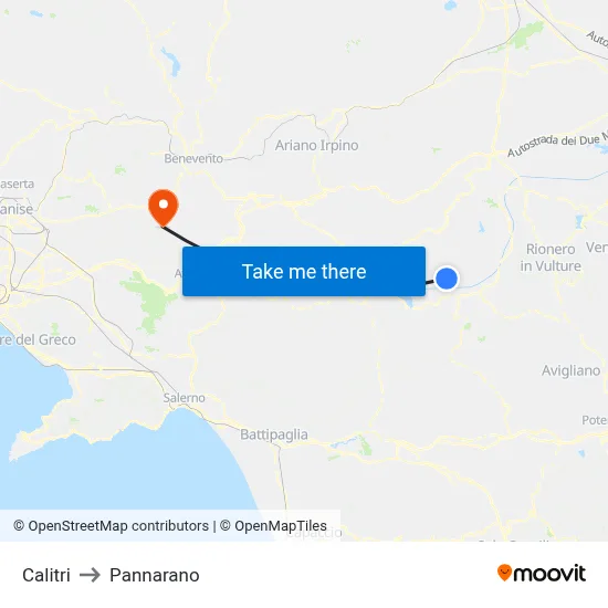 Calitri to Pannarano map