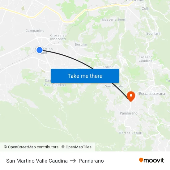 San Martino Valle Caudina to Pannarano map