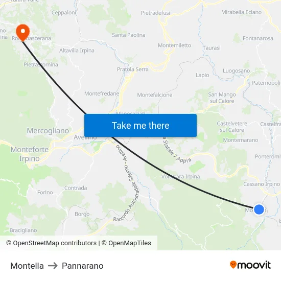 Montella to Pannarano map