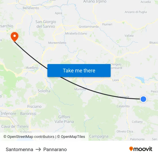Santomenna to Pannarano map