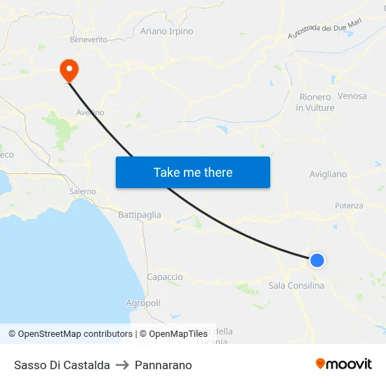 Sasso Di Castalda to Pannarano map