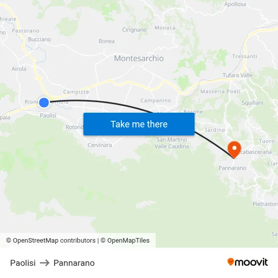 Paolisi to Pannarano map