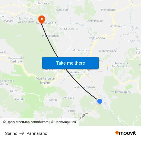 Serino to Pannarano map