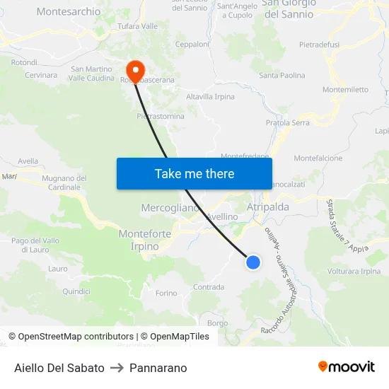Aiello Del Sabato to Pannarano map