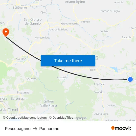 Pescopagano to Pannarano map