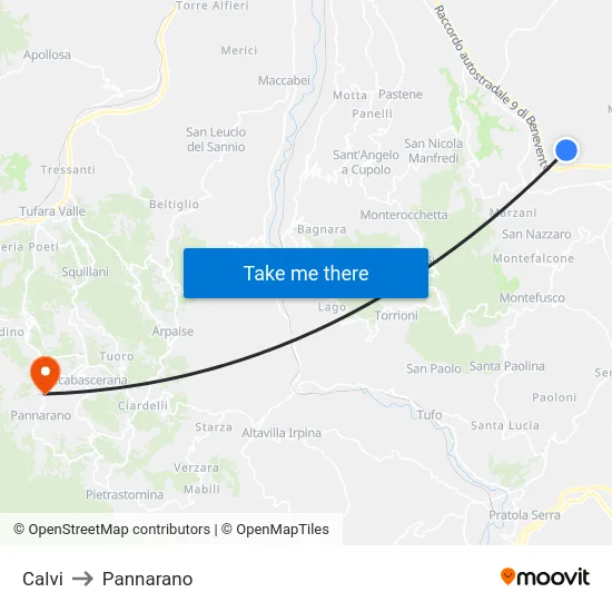 Calvi to Pannarano map