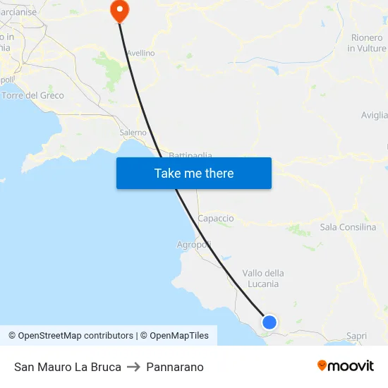 San Mauro la Bruca to Pannarano map