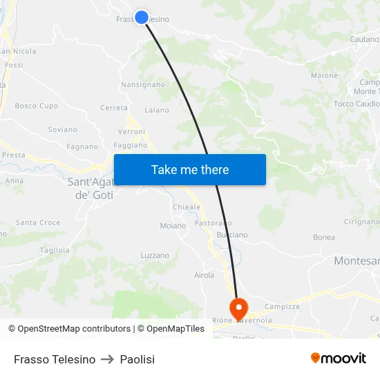 Frasso Telesino to Paolisi map