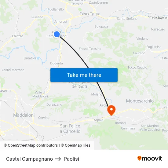 Castel Campagnano to Paolisi map