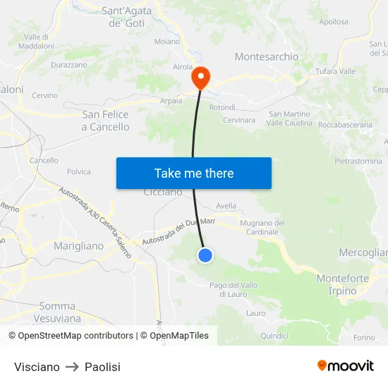 Visciano to Paolisi map