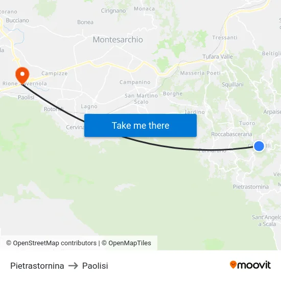 Pietrastornina to Paolisi map