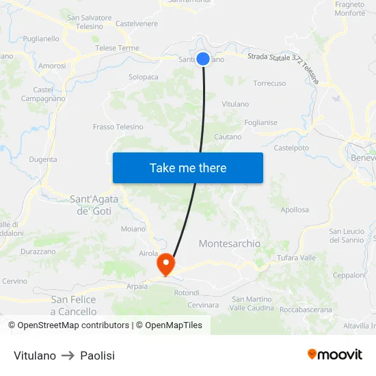 Vitulano to Paolisi map