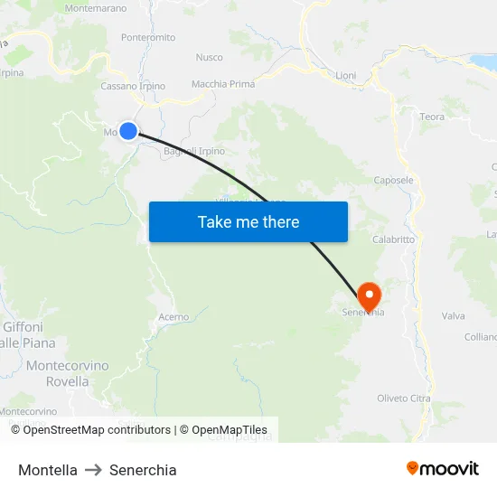 Montella to Senerchia map