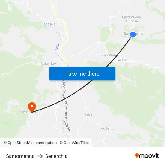 Santomenna to Senerchia map