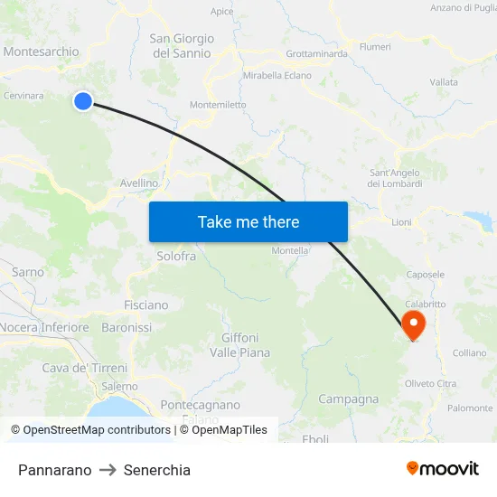 Pannarano to Senerchia map