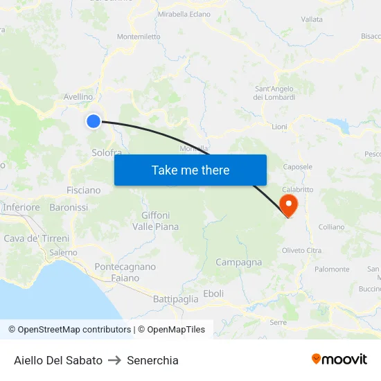 Aiello Del Sabato to Senerchia map