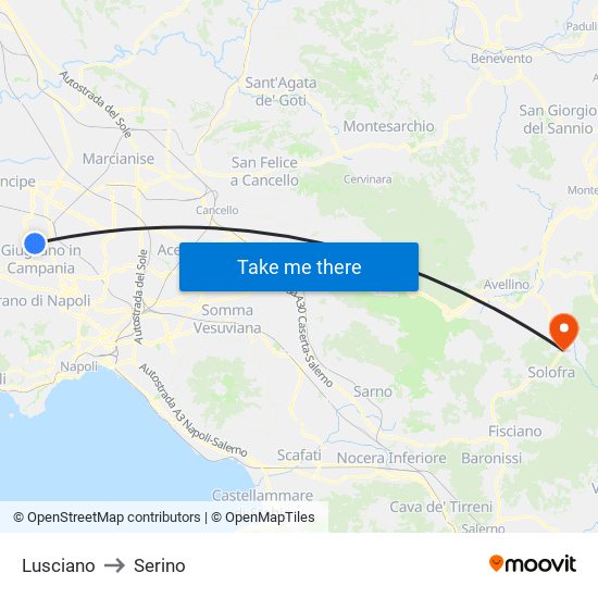 Lusciano to Serino map