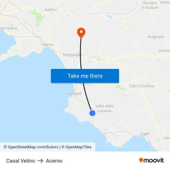 Casal Velino to Acerno map