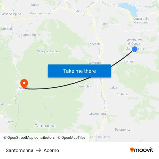 Santomenna to Acerno map