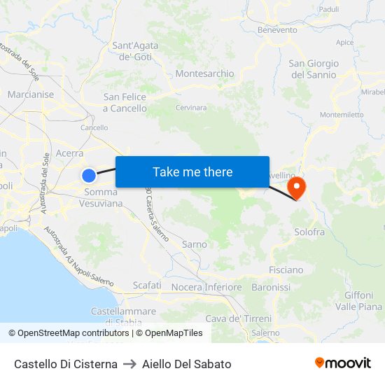Castello Di Cisterna to Aiello Del Sabato map