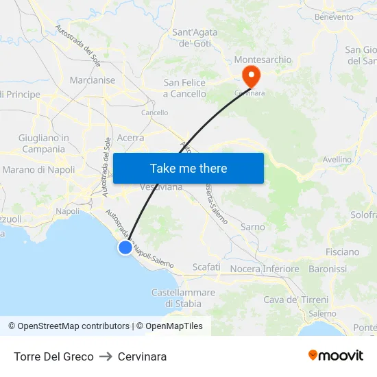 Torre Del Greco to Cervinara map