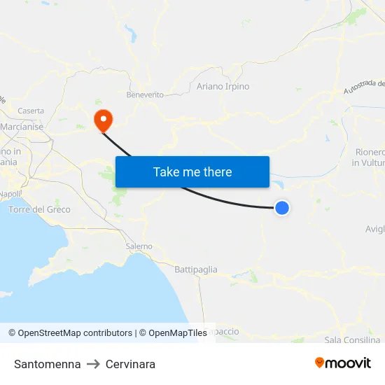 Santomenna to Cervinara map