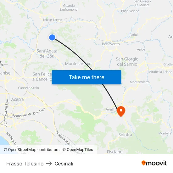 Frasso Telesino to Cesinali map