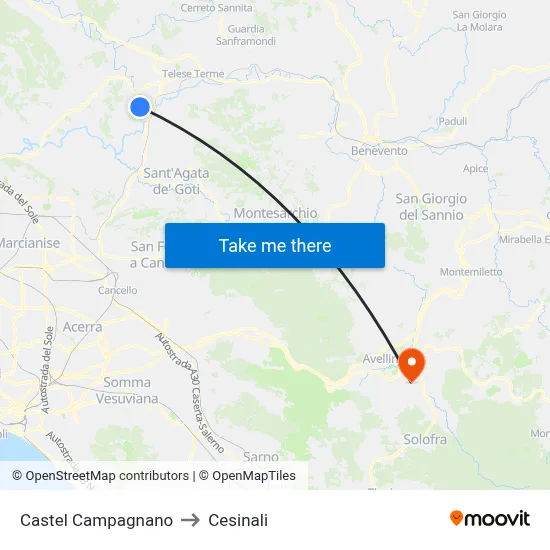 Castel Campagnano to Cesinali map