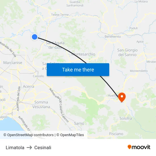 Limatola to Cesinali map