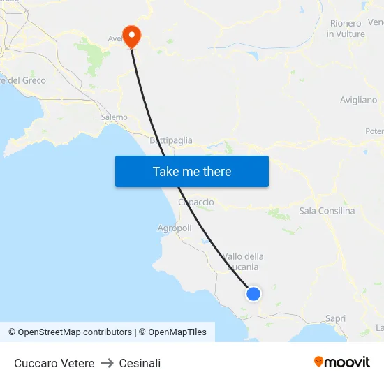 Cuccaro Vetere to Cesinali map