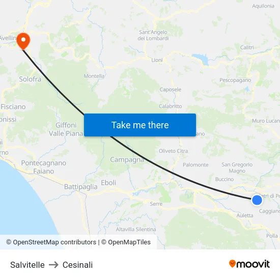 Salvitelle to Cesinali map