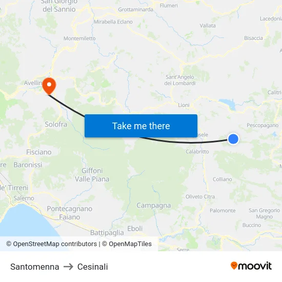 Santomenna to Cesinali map