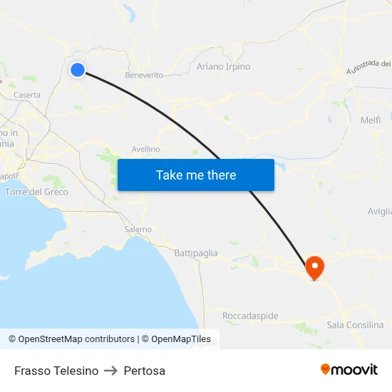 Frasso Telesino to Pertosa map